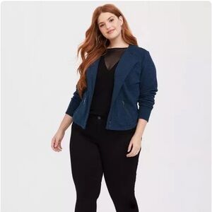 NWT - Torrid Studio Double Knit Moto Jacket - 4X - Blue